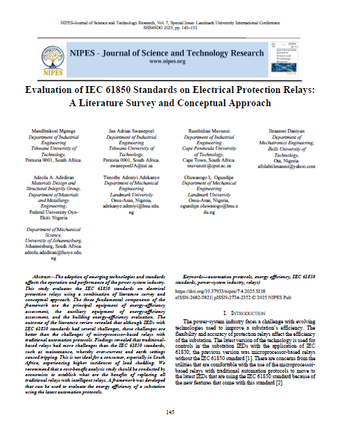 Evaluation of IEC 61850 Standards on Electrical Protection Relays: A Literature Survey and Conceptual Approach